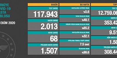 Son 24 saatte korona virüsten 68 kişi hayatını kaybetti