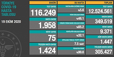 Son 24 saatte korona virüsten 75 kişi hayatını kaybetti