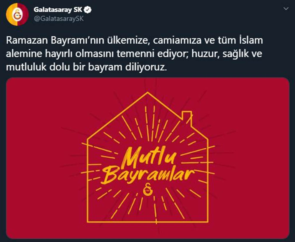Süper Lig ekiplerinden bayram mesajları