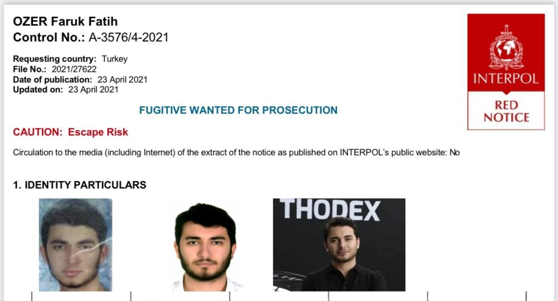 Thodex’in kurucusu Faruk Fatih Özer için kırmızı bülten çıkarıldı