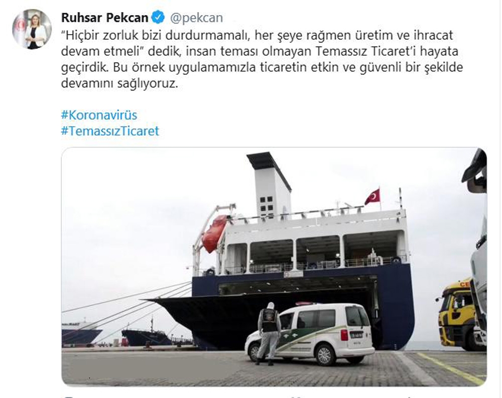 Ticaret Bakanı Pekcan’dan temassız ticaret paylaşımı