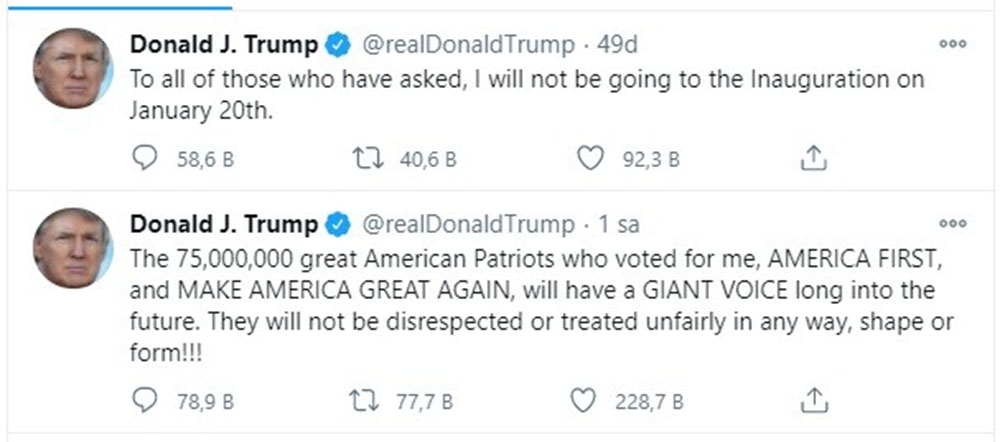 Trump, ABD Başkanı seçilen Biden’ın yemin törenine katılmayacak