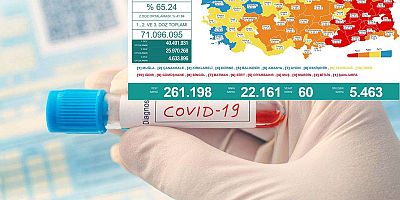 Türkiye'de son 24 saatte 22 bin 161 kişinin testi pozitif çıktı