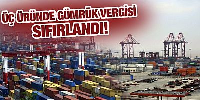 Üç üründe gümrük vergisi yıl sonuna kadar sıfırlandı