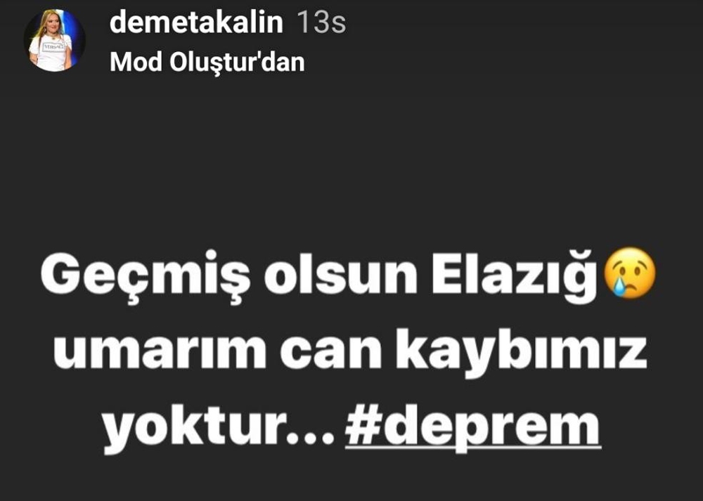 Ünlü isimlerden deprem sonrası paylaşım