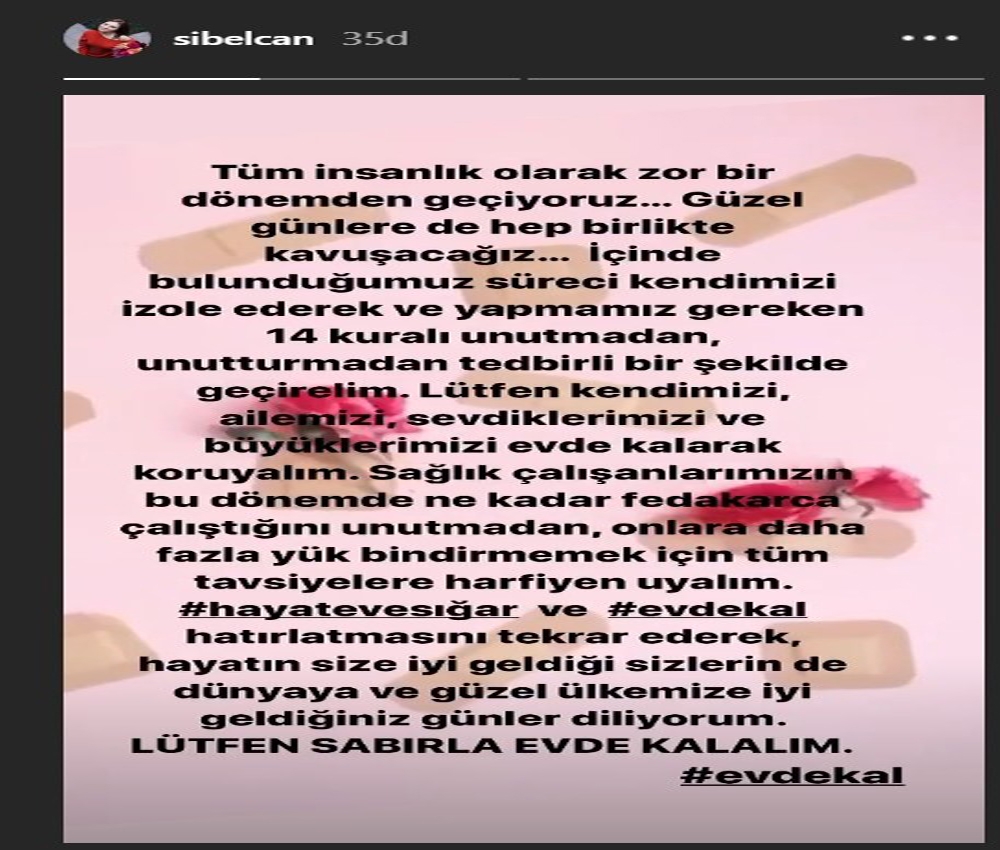Ünlü şarkıcı Sibel Can’dan evde kal çağrısı