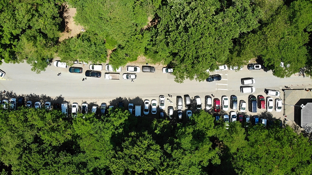 Vatandaşların akın ettiği Belgrad Ormanı havadan görüntülendi